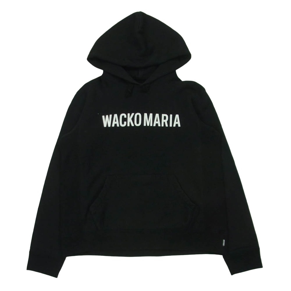 WACKO MARIA ワコマリア フロント ロゴ プリント プルオーバー パーカー フーディー コットン 日本製 ブラック系 L【中古】