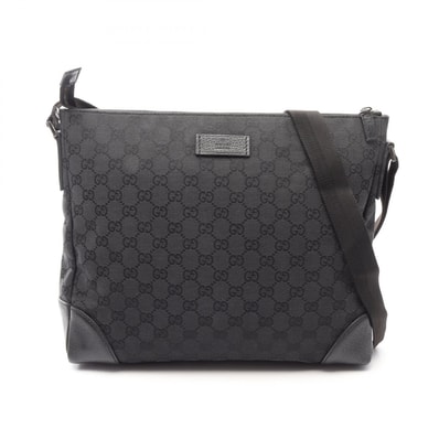 グッチ GUCCI GGキャンバス ショルダーバッグ バッグ キャンバス レザー メンズ レディース ブラック系 110054 【中古】