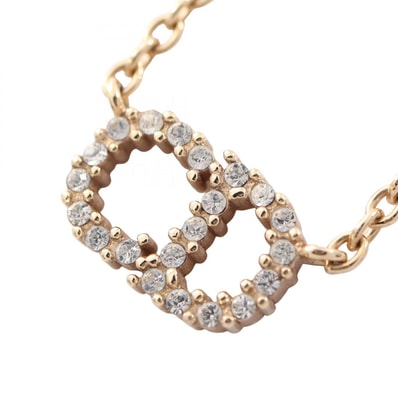 ディオール Dior CDロゴ ネックレス ジュエリー GP(ゴールドメッキ) ラインストーン レディース ゴールド系 / クリア系 【中古】
