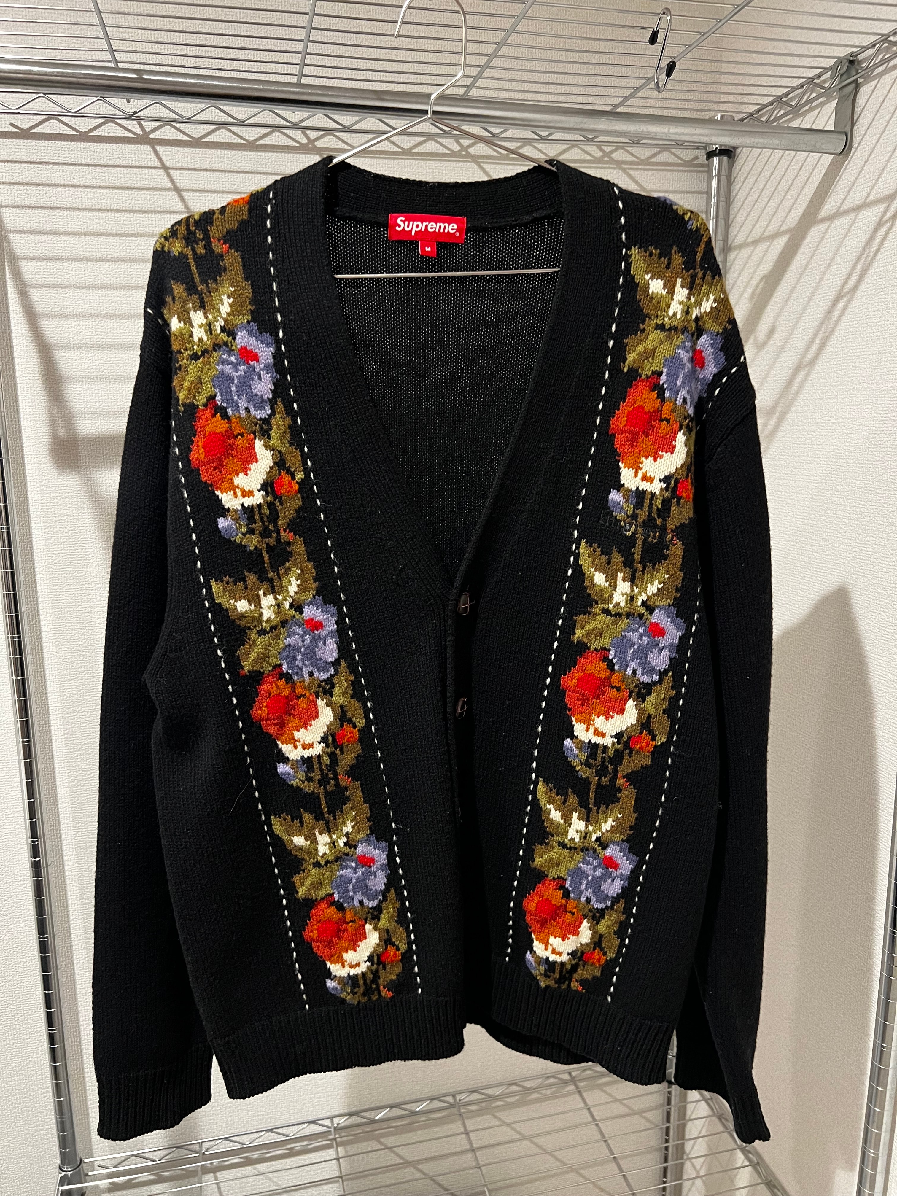 Supreme Floral Stripe Cardigan "Black"