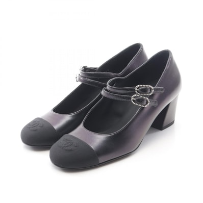 シャネル CHANEL メリージェーン パンプス 靴 ラムスキン(羊革) グログラン レディース ブラック系 G45696 【中古】