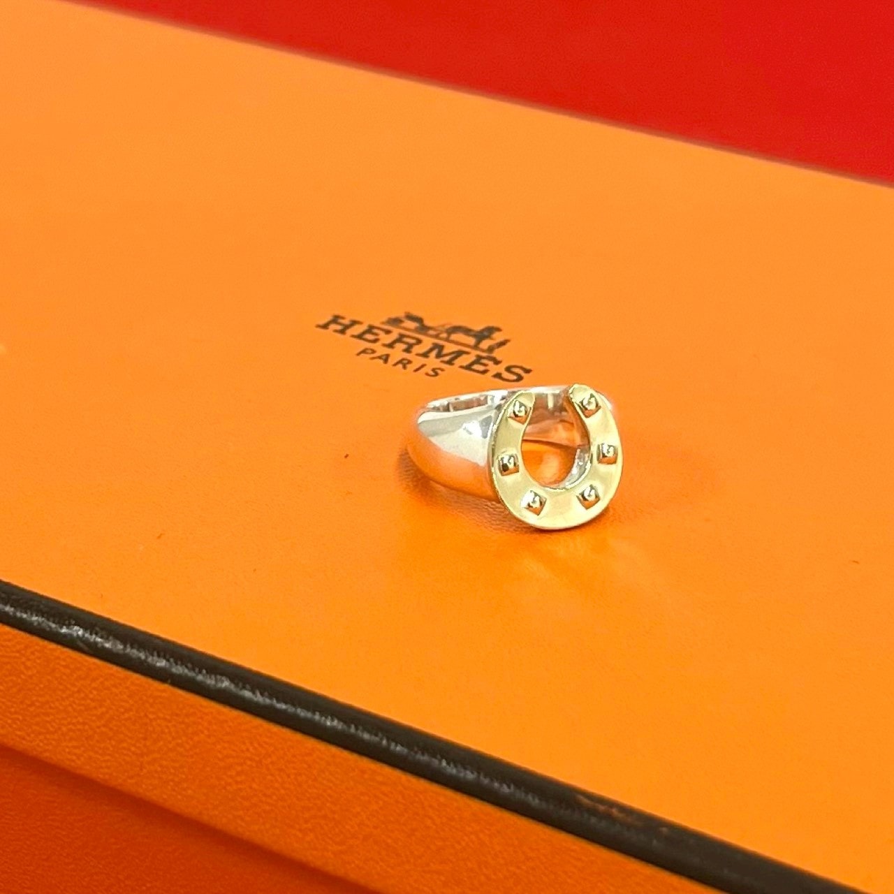 HERMES エルメス ホースシュー リング シルバー925 K18イエローゴールド リング・指輪 7.5号 シルバー
 81480