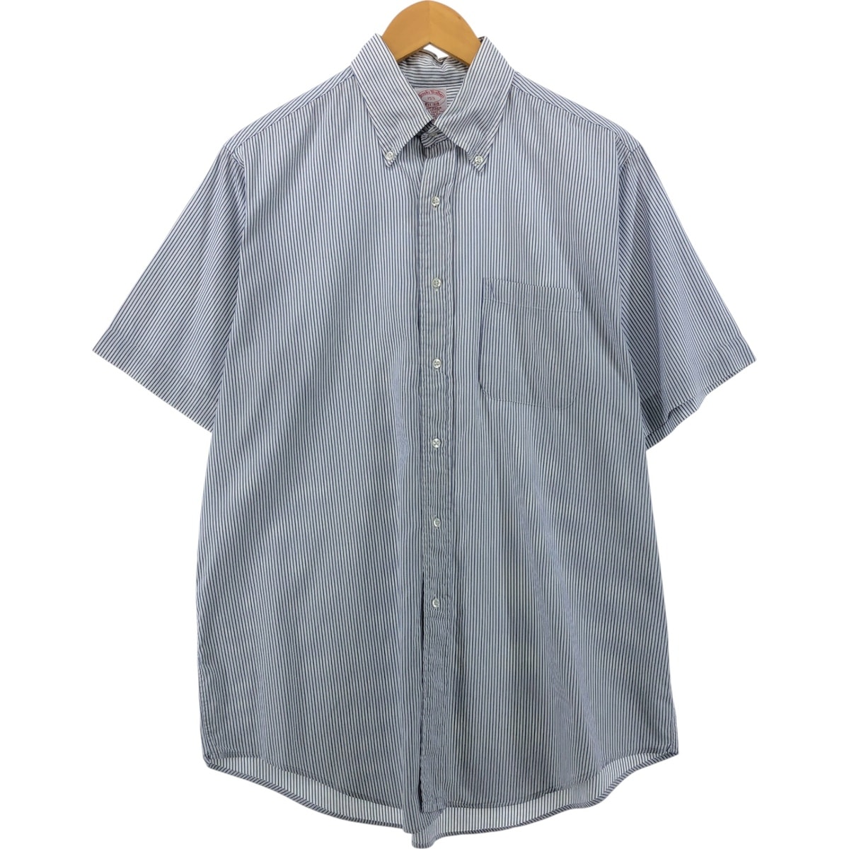 古着 80~90年代 ブルックスブラザーズ Brooks Brothers Est.1818 オックスフォード 半袖 ボタンダウン ストライプシャツ USA製 メンズM相当 ヴィンテージ/eaa562953