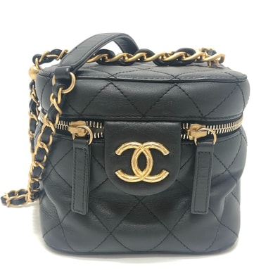 シャネル CHANEL ココマーク AS3228 マトラッセ カバン 2WAY バニティバッグ ミラー付き ショルダーバッグ ラムスキン ブラック