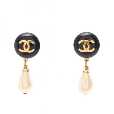 シャネル CHANEL ココマーク スウィング イヤリング ジュエリー GP(ゴールドメッキ) フェイクパール レディース ブラック系 / ホワイト系 / ゴールド系 【中古】