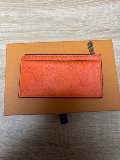 Louis Vuitton Coin Card Holder Monogram Taigarama "Volcano Orange"