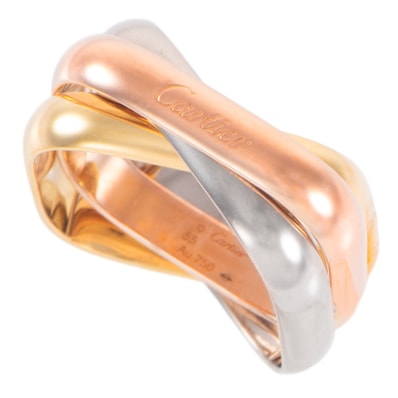 Cartier カルティエ トリニティ クッション リング クラシックモデル CRB4240655 指輪 15号 K18YG K18WG K18PG ゴールド シルバー【中古】