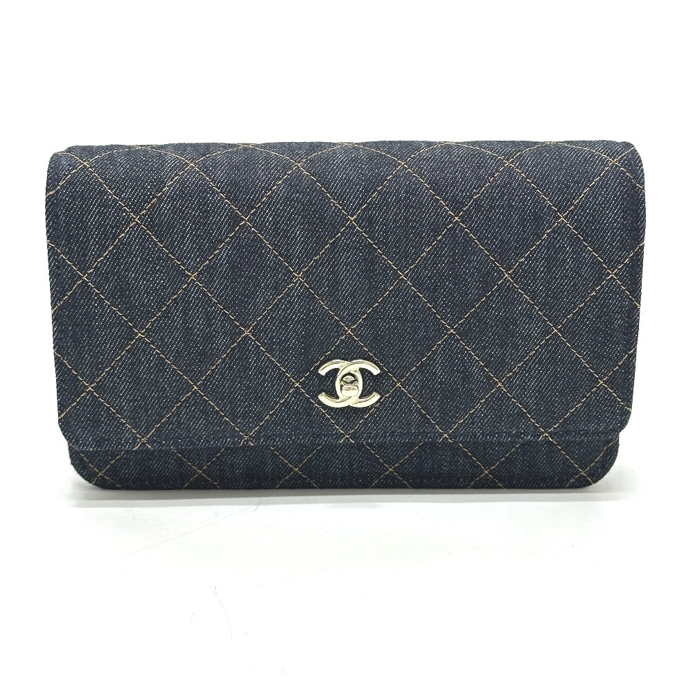 シャネル CHANEL ココマーク インディゴデニム AP0250 26P マトラッセ チェーンウォレット ショルダーバッグ デニム ブルー 未使用