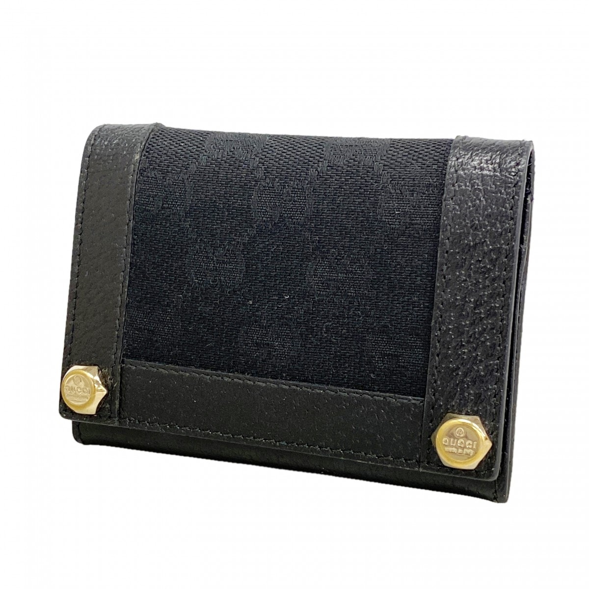 【6fe6445】グッチ カードケース GGキャンバス 154165 キャンバス ブラック ゴールド金具【中古】メンズ レディース ユニセックス