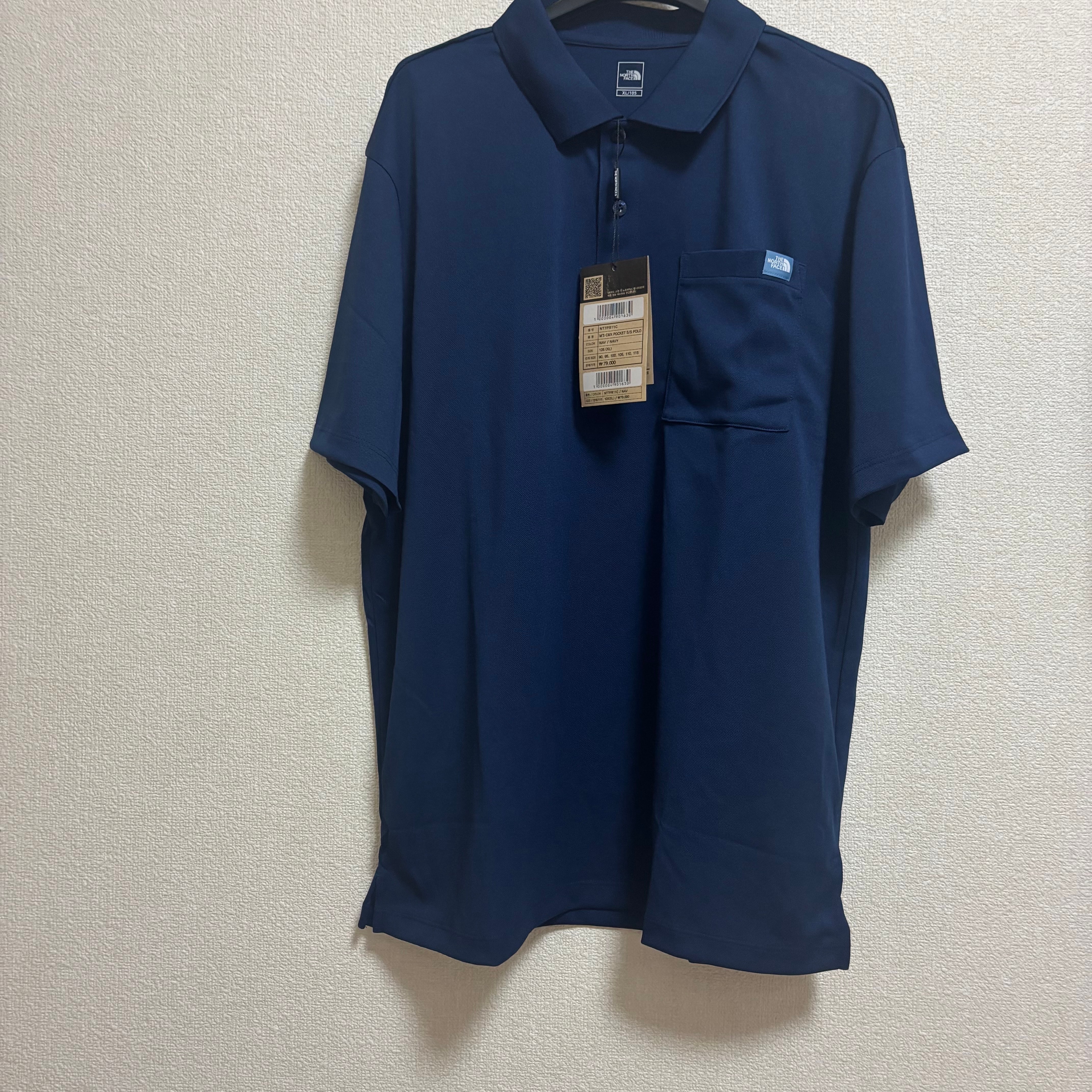 韓国限定 ノースフェイスM'S CMX POCKET S/S POLO ネイビー XL