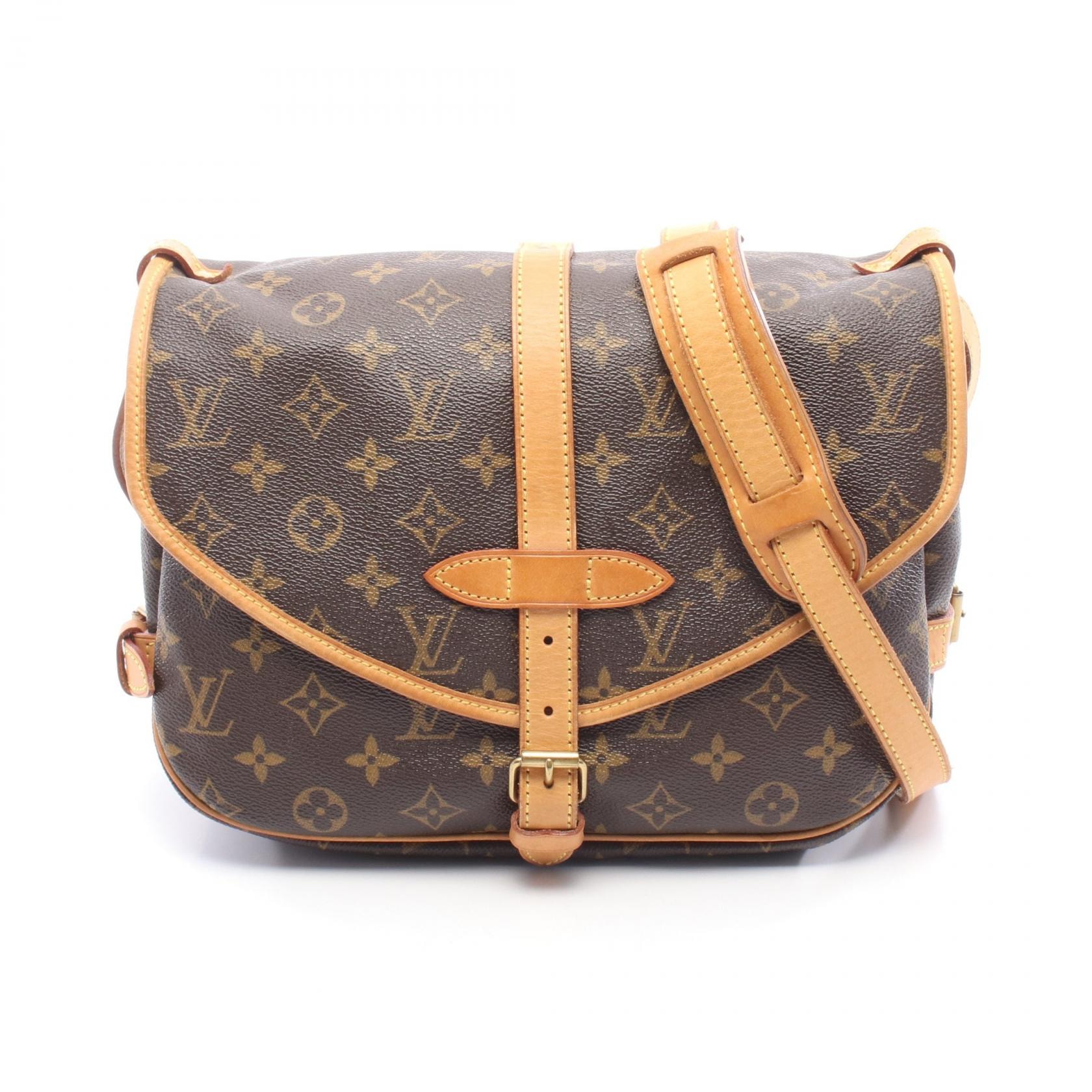 ルイ・ヴィトン LOUIS VUITTON ソミュール30 ショルダーバッグ バッグ PVCコーティングキャンバス レザー モノグラム レディース ブラウン系 M42256 【中古】