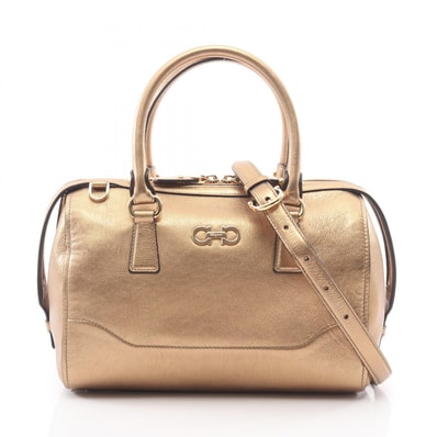サルヴァトーレフェラガモ Salvatore Ferragamo ガンチーニ 2WAY ハンドバッグ バッグ レザー レディース ゴールド系 【中古】