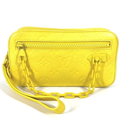 ルイヴィトン LOUIS VUITTON ポシェットヴォルガ M53554 モノグラムアンプラント セカンドバッグ カバン チェーン クラッチバッグ トリヨンレザー イエロー 新品同様