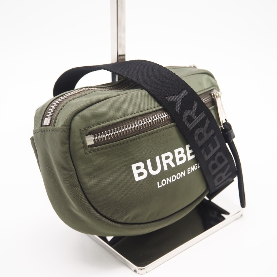 美品 BURBERRY バーバリー ナイロン CANNON ML ロゴプリント ウエストバッグ 8014524 ウエストバッグ カーキ ホワイト ブラック ナイロン メンズ