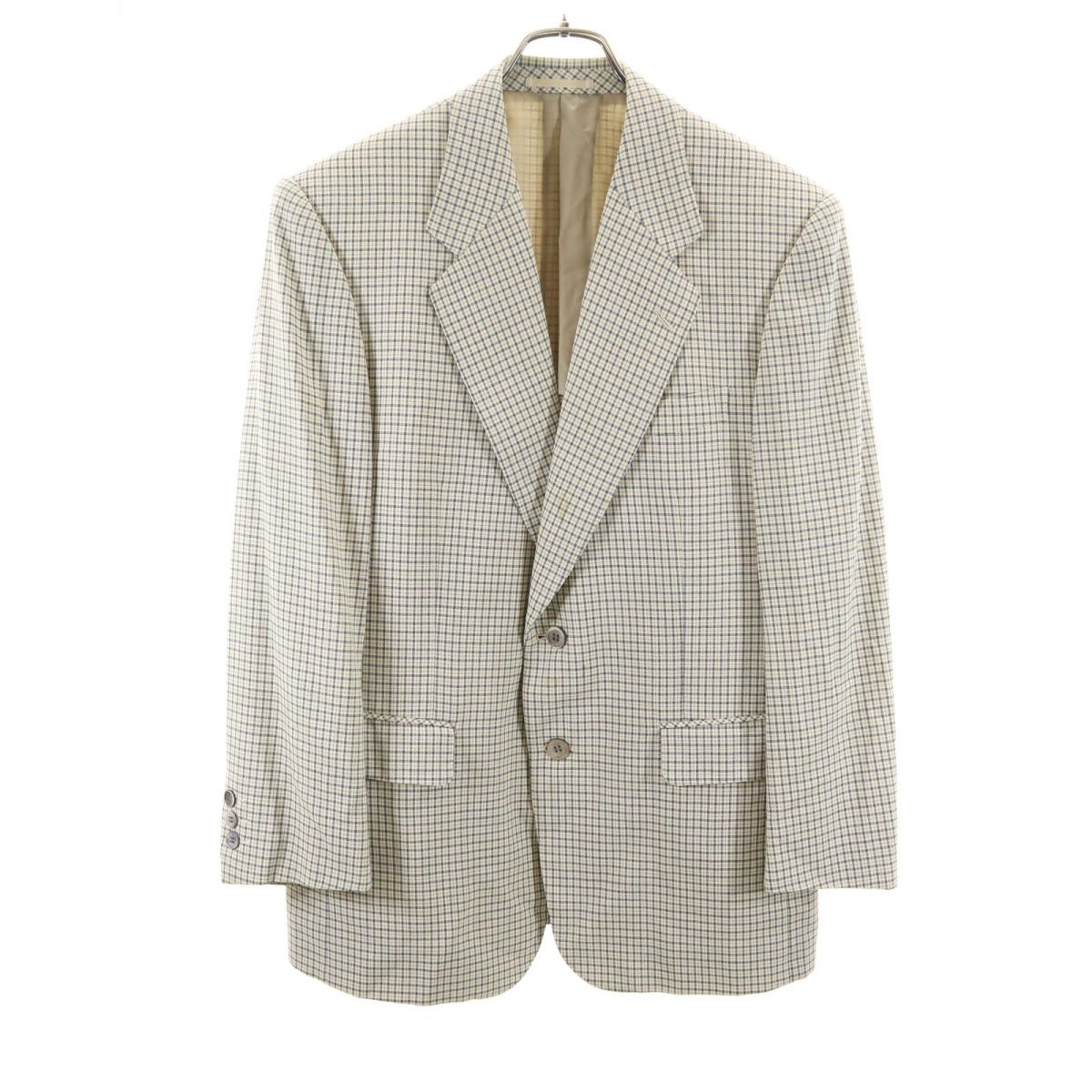 LANVIN ランバン チェック柄 長袖 テーラードジャケット R46-44 ベージュ系