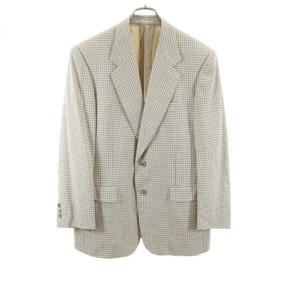 LANVIN ランバン チェック柄 長袖 テーラードジャケット R46-44 ベージュ系