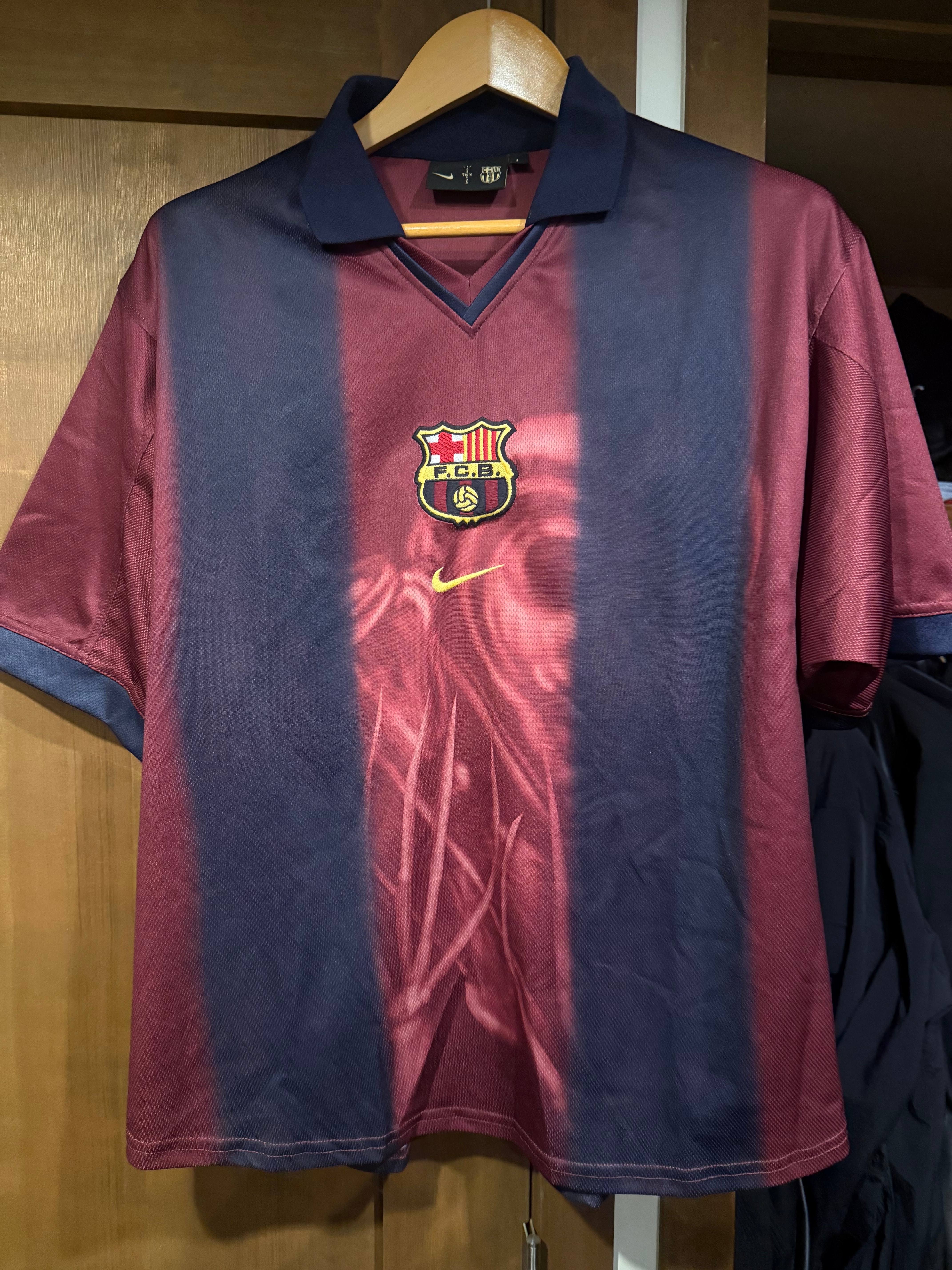 Travis Scott Cactus Jack x Nike x FC Barcelona Retro 2000/01 Home Skeleton Jersey "Burgundy"