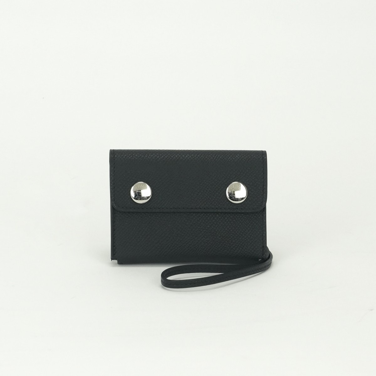 エルメス HERMES エルメスナップ エルメ スナップ カードケース カード入れ パスケース エプソン ノワール Noir ブラック Black 黒 シルバー金具 ヴォーエプソン コンパクト財布 ミニ財布