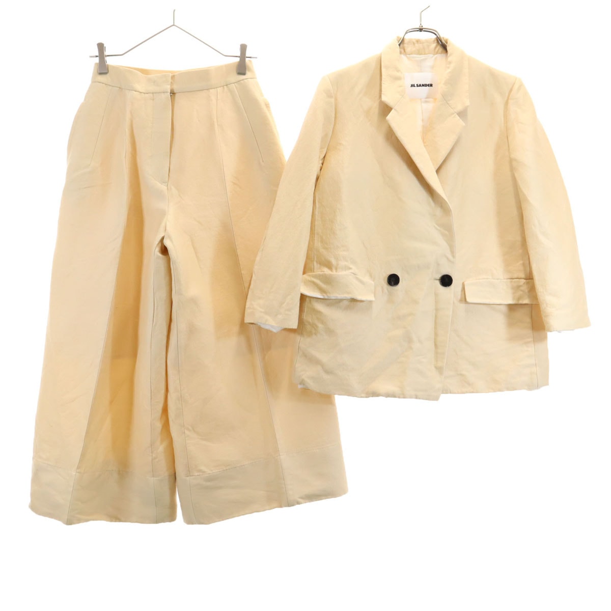 JIL SANDER ジルサンダー イタリア製 ダブル テーラードジャケット 上下セットアップ 34/32 生成り
