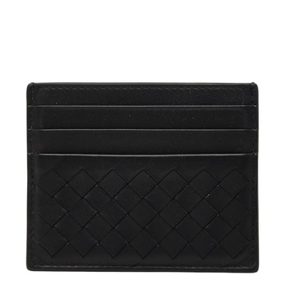 ボッテガヴェネタ イントレチャート ピッコロ カードケース ブラック レザー レディース BOTTEGAVENETA 【中古】