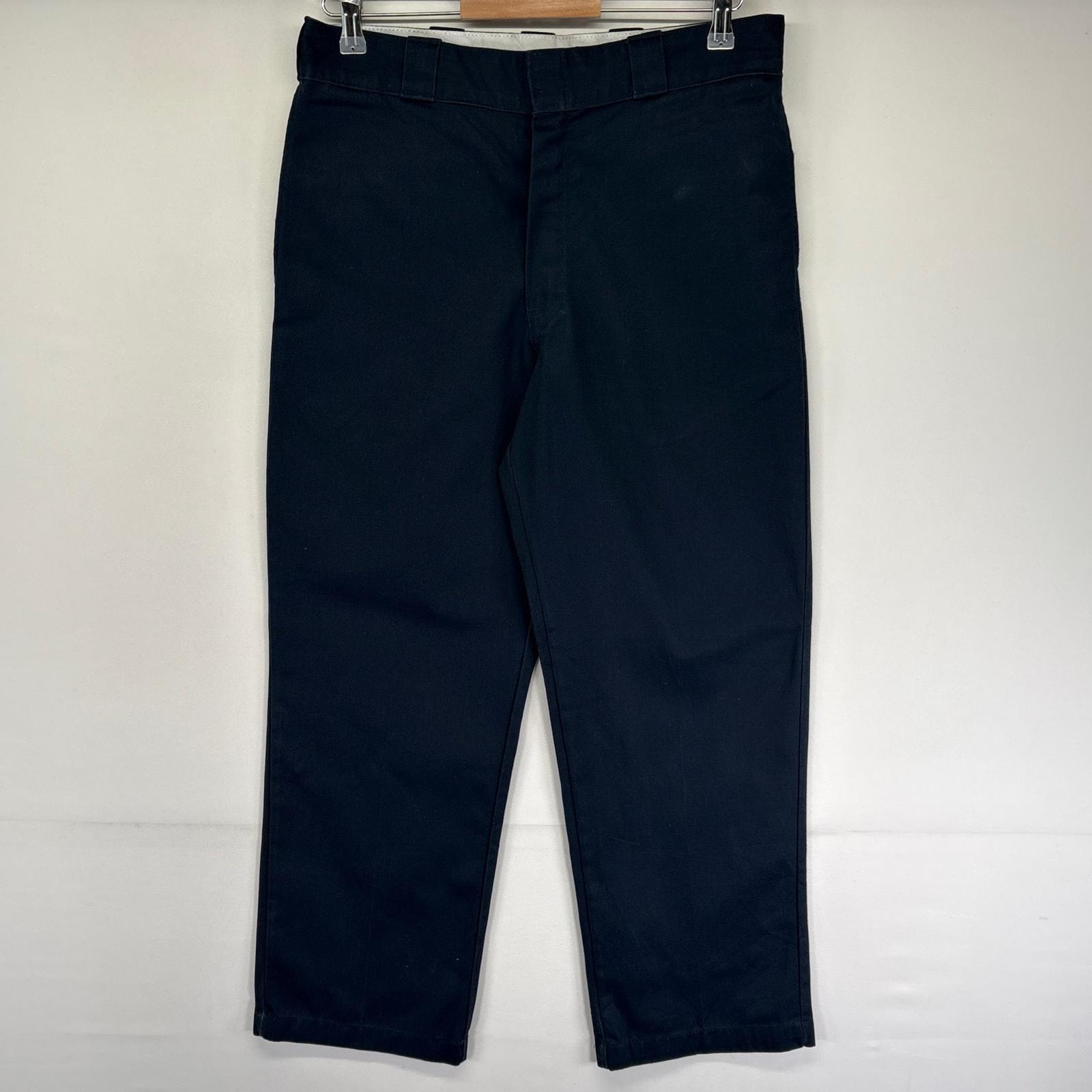 古着 ディッキーズ Dickies パンツ ワークパンツ ストレート ワンポイントロゴ ジッパーフライ 874 w33 L29  ネイビー系 メンズ