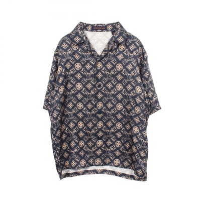 ルイ・ヴィトン LOUIS VUITTON モノグラムサンド オープンカラー 半袖 衣料品 トップス シルク ベージュ メンズ ネイビー系 / ベージュ系 RM232M Z49 HPS34W 【中古】