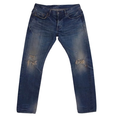 HYSTERIC GLAMOUR ヒステリックグラマー デニムパンツ 4AP-2683 ダメージ加工 スタッズ デニム パンツ インディゴブルー系 32【中古】
