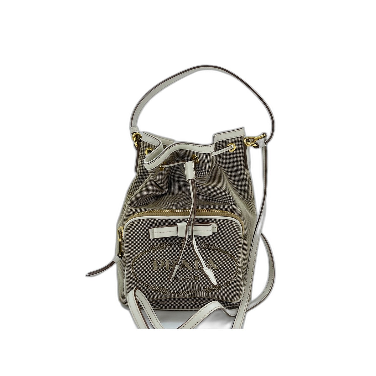 プラダ PRADA 巾着 ショルダーバッグ キャンバス【中古】