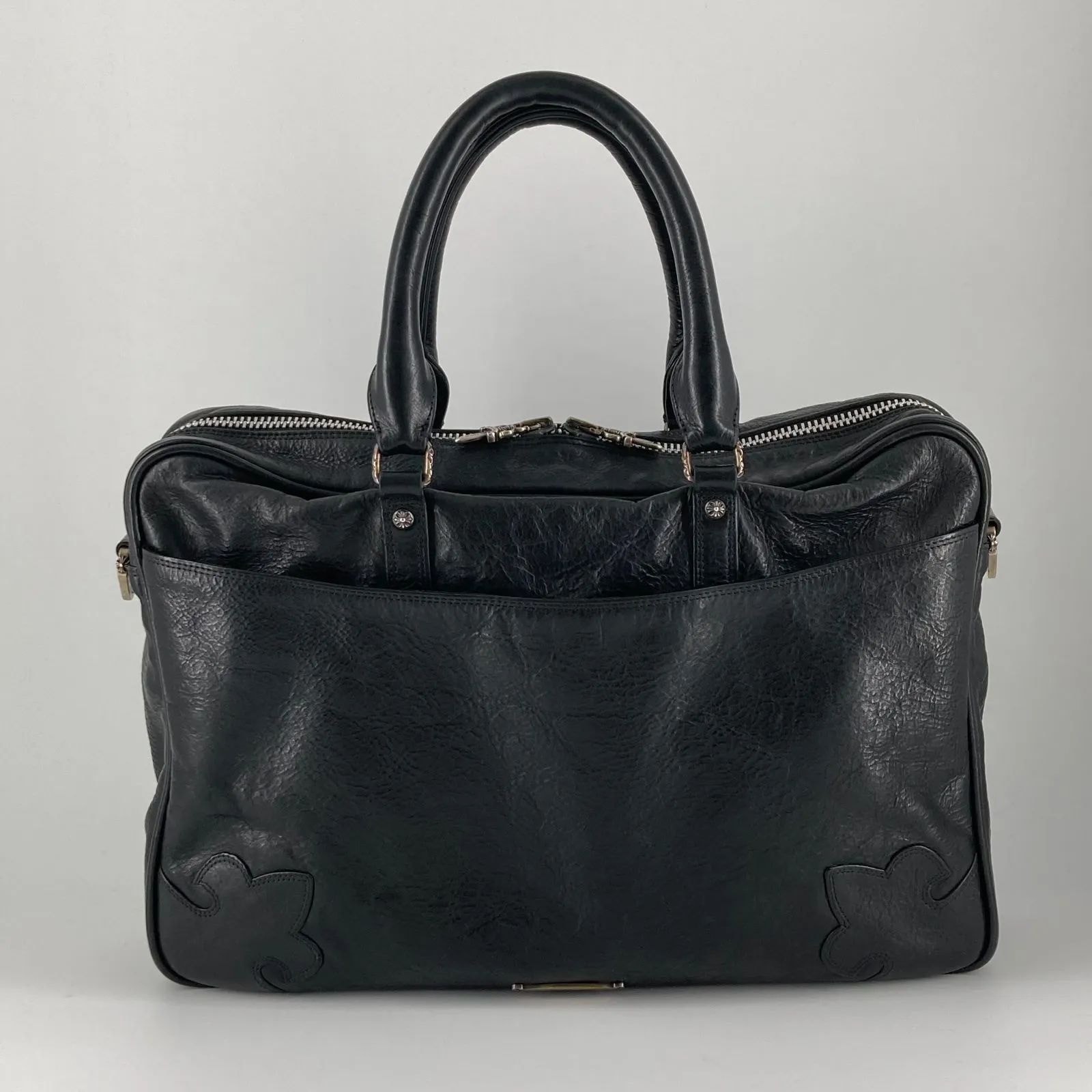 Chrome Hearts Weekender Flareknee Dagger Zip Leather Boston Bag "Black"