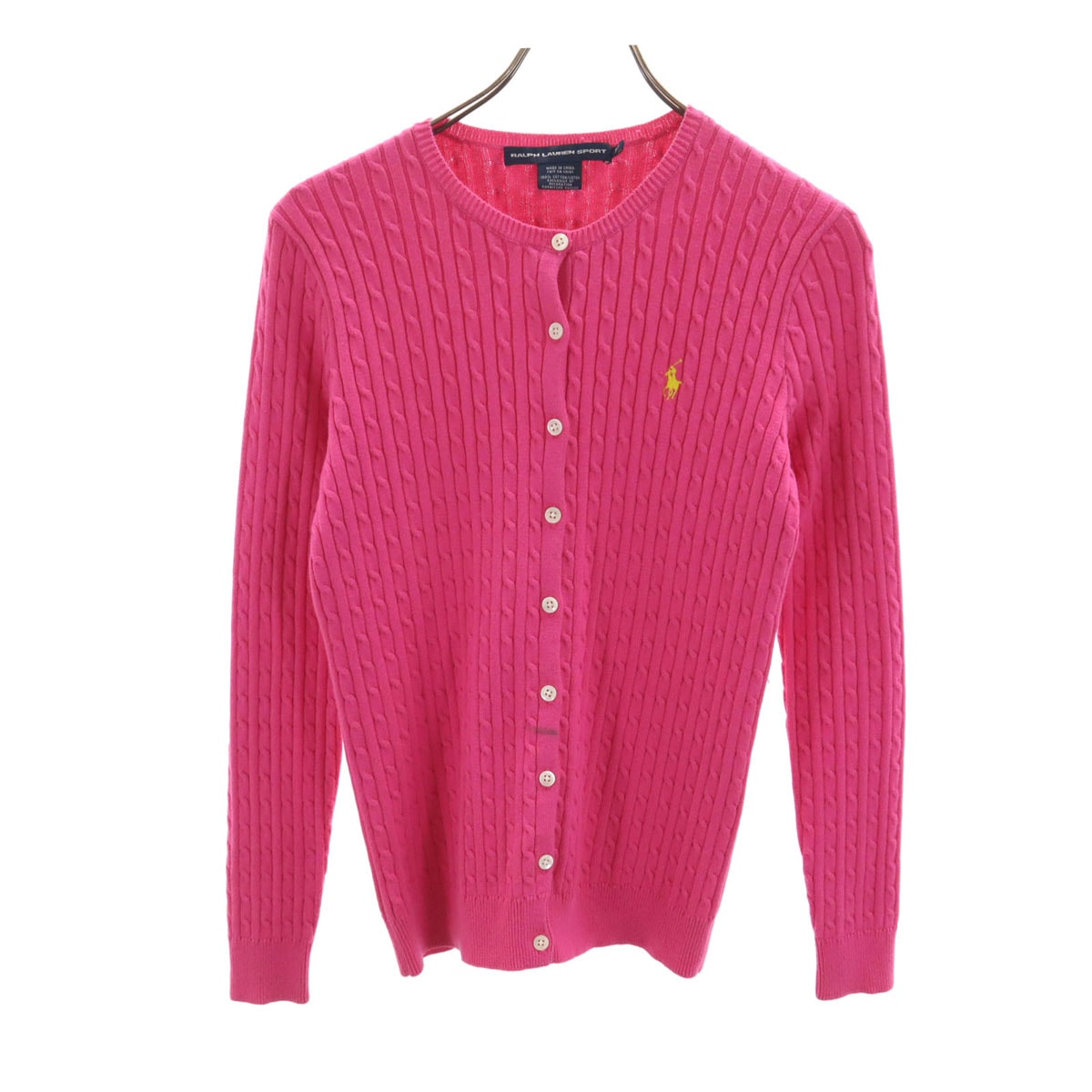RALPH LAUREN SPORT ラルフローレンスポーツ 長袖 ケーブル ニットカーディガン S ピンク