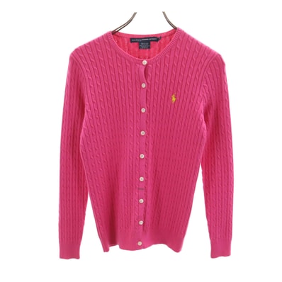 RALPH LAUREN SPORT ラルフローレンスポーツ 長袖 ケーブル ニットカーディガン S ピンク