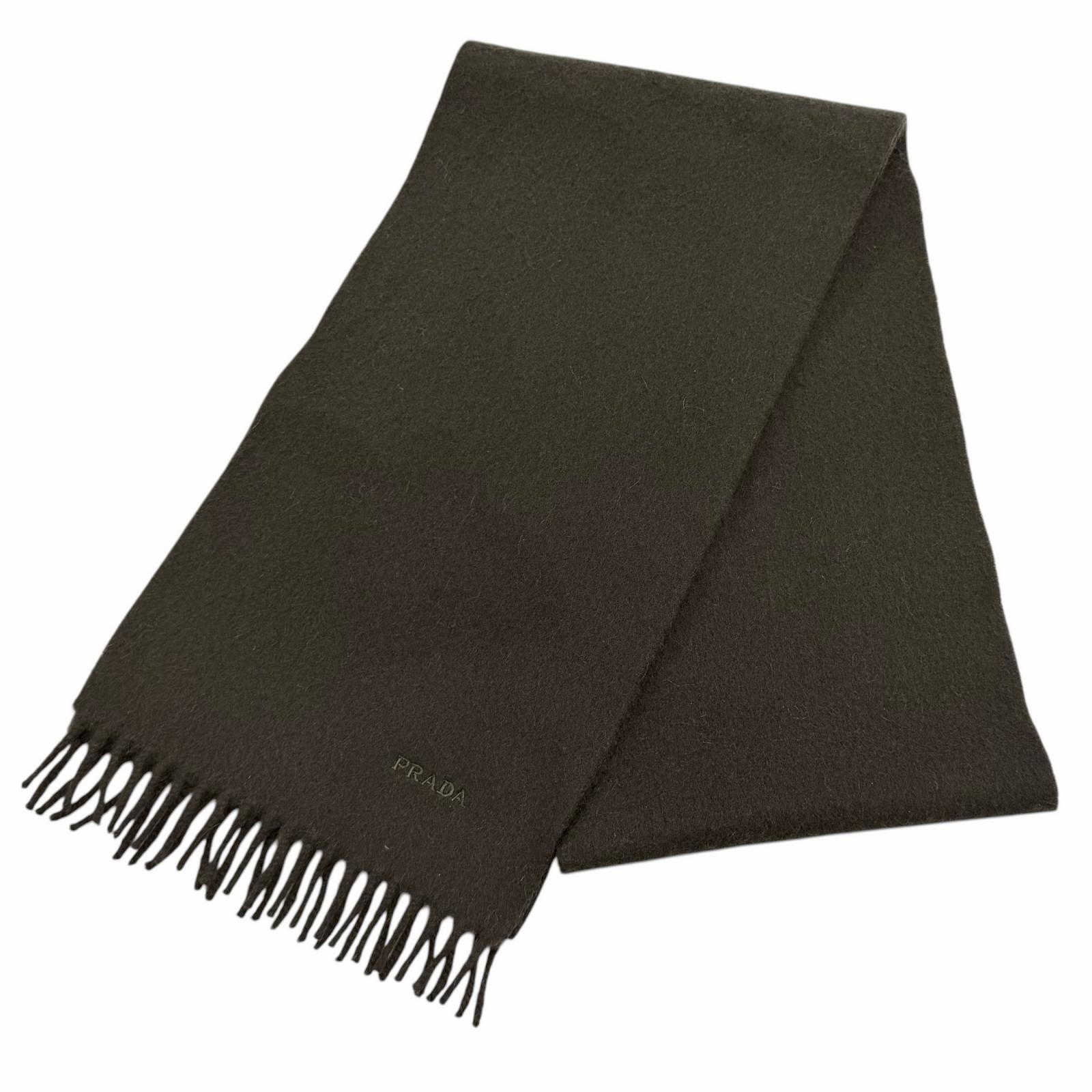 美品 プラダ マフラー ダークブラウン レディース 20×160