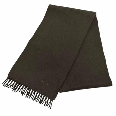 美品 プラダ マフラー ダークブラウン レディース 20×160