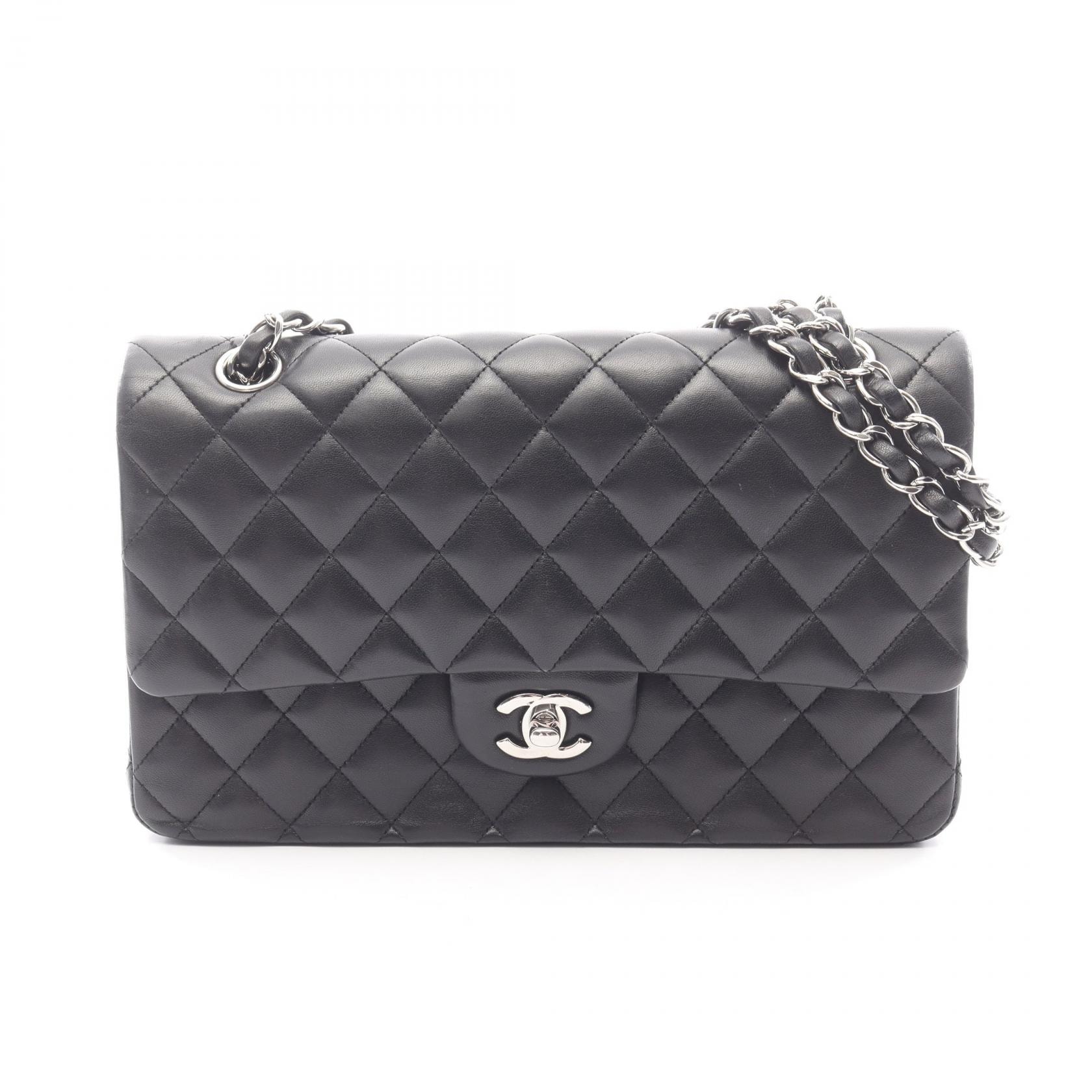 シャネル CHANEL マトラッセ Wフラップ ショルダーバッグ バッグ ラムスキン(羊革) レディース ブラック系 【中古】