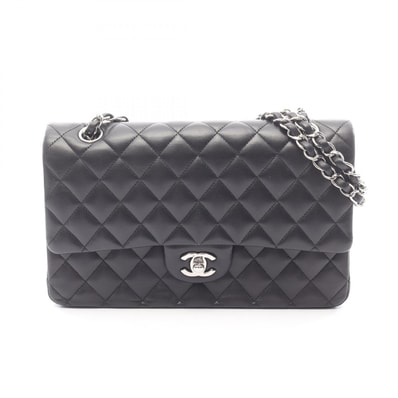 シャネル CHANEL マトラッセ Wフラップ ショルダーバッグ バッグ ラムスキン(羊革) レディース ブラック系 【中古】