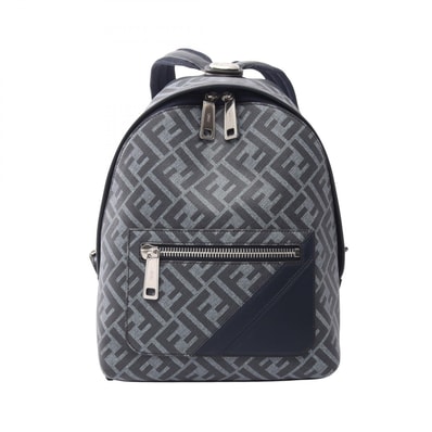 フェンディ FENDI ダイアゴナル キオード スモール リュックサック バックパック バッグ PVCコーティングキャンバス レザー レディース ネイビー系 7VZ077ASICF1O97 【新品】