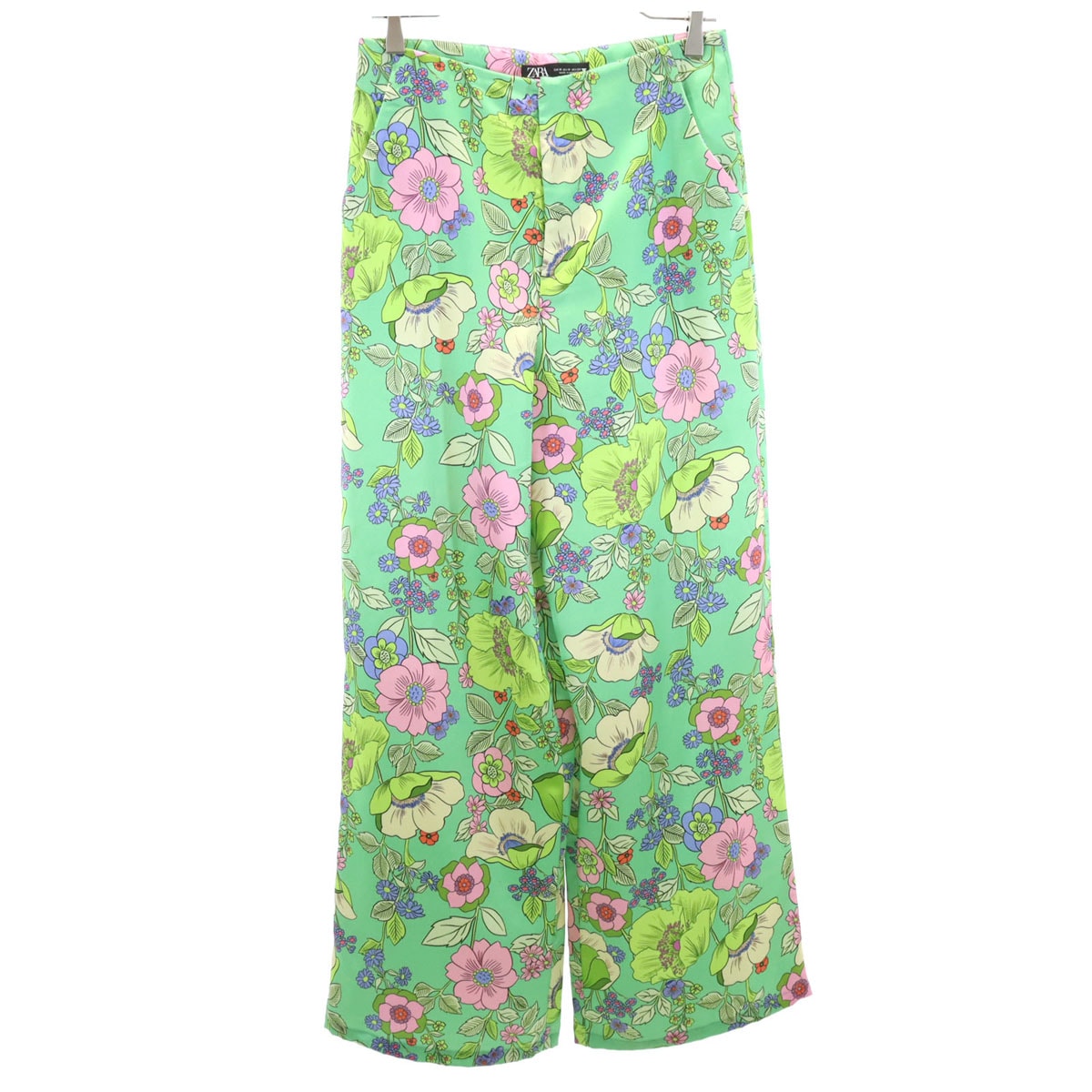 ZARA ザラ 花柄 パンツ M グリーン