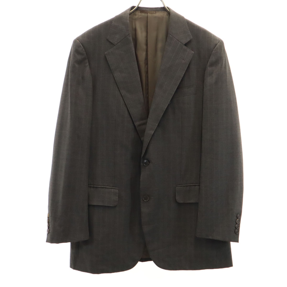 BURBERRY LONDON バーバリーロンドン 日本製 ストライプ柄 テーラードジャケット A7 チャコールグレー 三陽商会