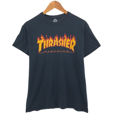古着 スラッシャー THRASHER ロゴプリント ファイヤーパターン サーフ スケートTシャツ メンズL相当/eaa561449