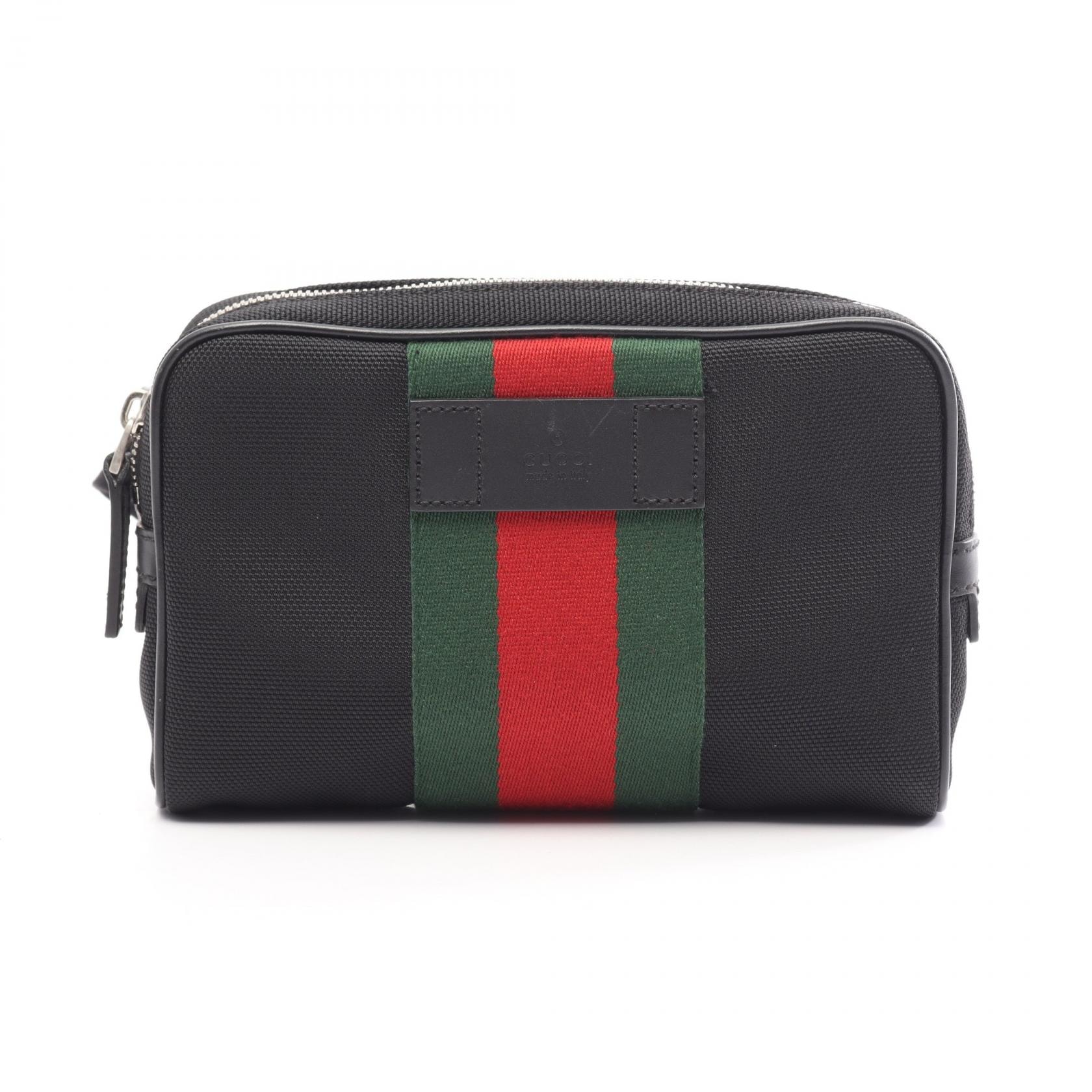 グッチ GUCCI シェリーライン ウエストバッグ ボディバッグ バッグ キャンバス レザー メンズ レディース ブラック系 / グリーン系 / レッド系 630919 【中古】