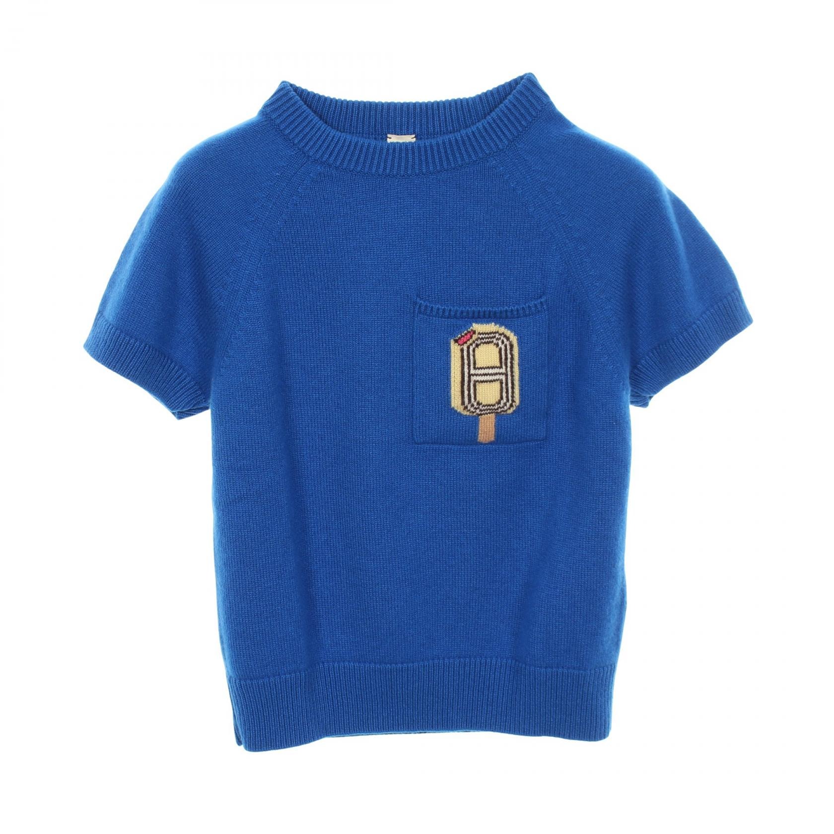 エルメス HERMES FUNNY ICE CREAM 半袖 ニット 衣料品 トップス カシミヤ レディース ブルー系 【中古】