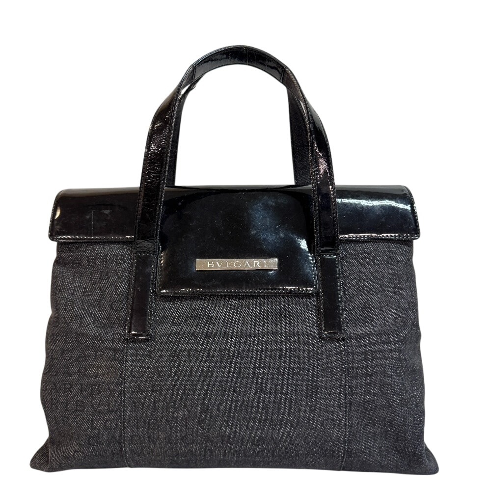 ブルガリ BVLGARI ハンドバッグ ロゴマニア グレー