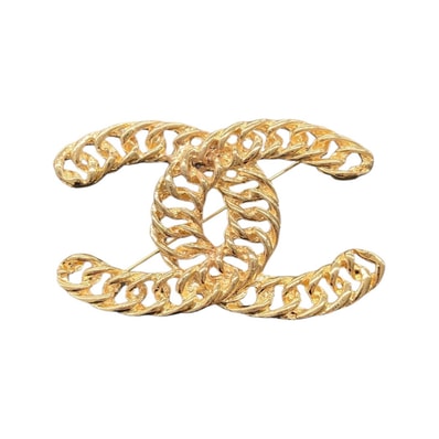CHANEL シャネル ヴィンテージ ココマーク ゴールド メッキ コメなし ブローチ 1-0284284 【中古】