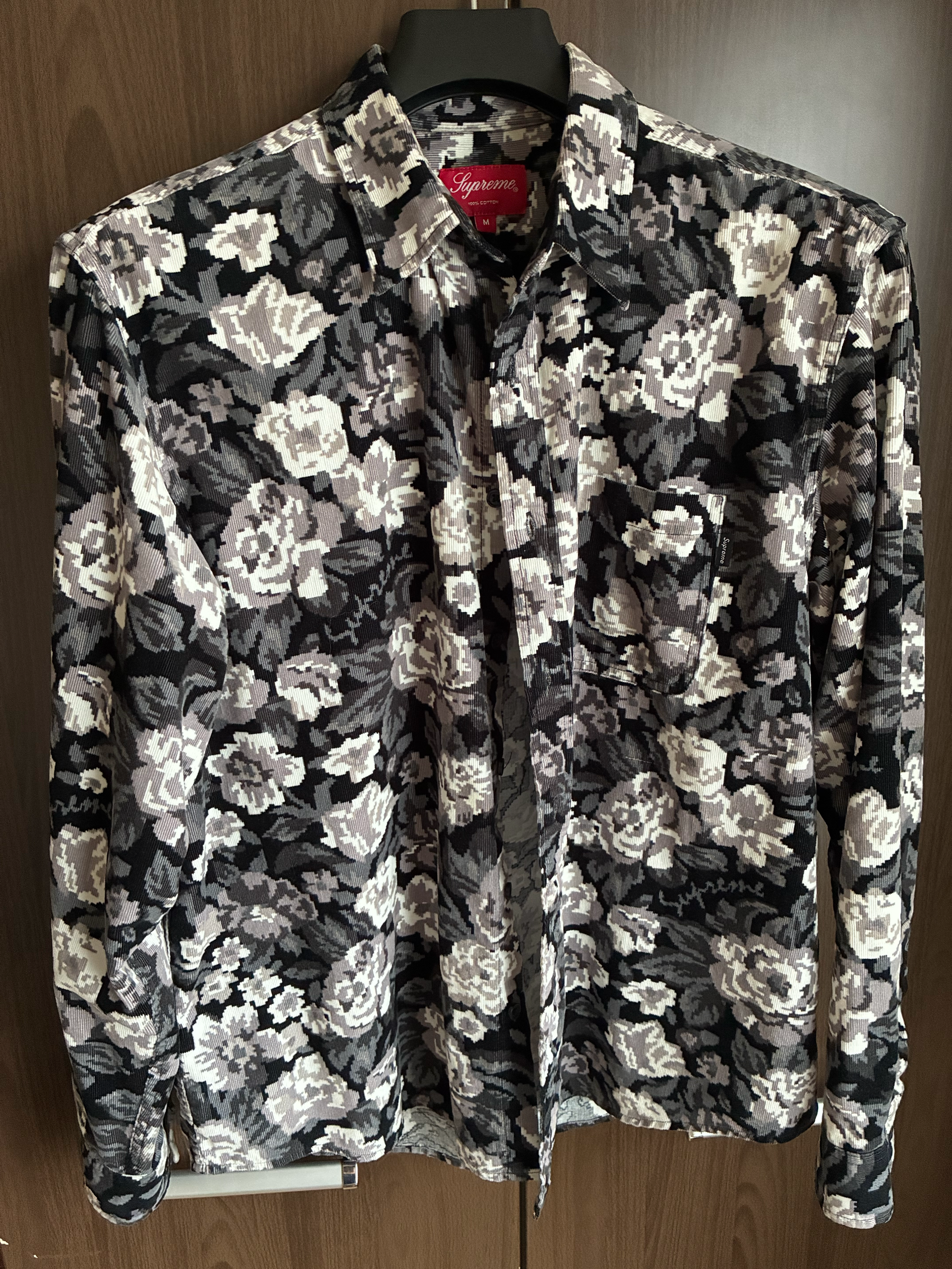 Supreme Digi Floral Corduroy Shirt "Black"