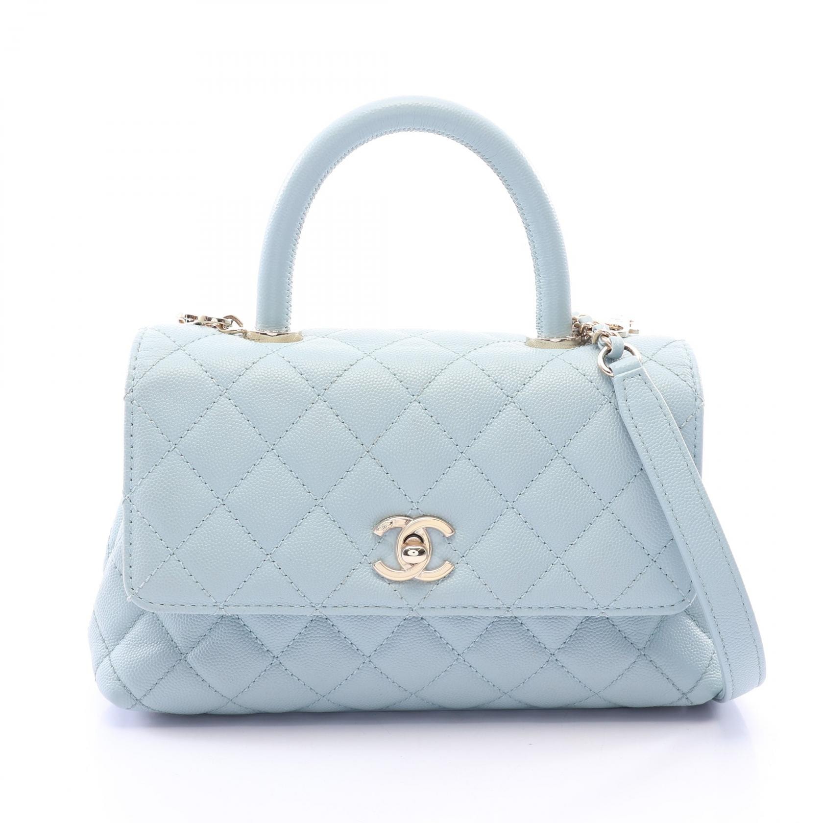 シャネル CHANEL ココハンドル フラップ マトラッセ 2WAY ハンドバッグ バッグ キャビアスキン(グレインドカーフ) レディース ブルー系 A92990 【中古】