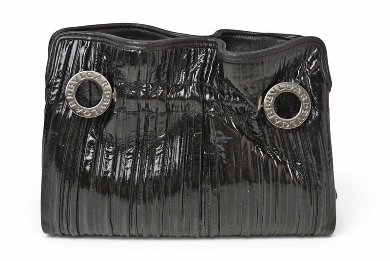 ブルガリ クラッチバッグ BVLGARI ツイスト パテントレザー エナメル ブラック シルバー金具 レディース【中古】