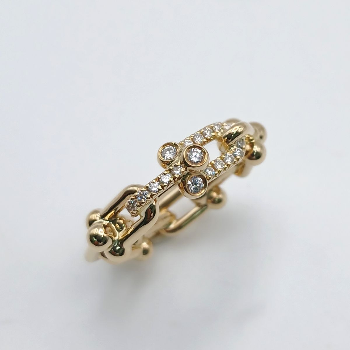 TIFFANY&Co. ティファニー ハードウェア スモールリンク ダイヤリング 750YG 8 リング・指輪 72668049 K18イエローゴールド イエローゴールド レディース【中古】