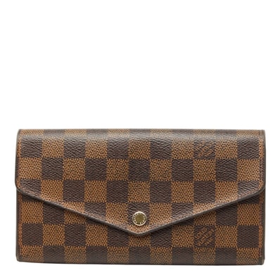 ルイ ヴィトン ダミエ ポルトフォイユ サラ 長財布 N63209 ブラウン PVC レザー レディース LOUIS VUITTON 【中古】