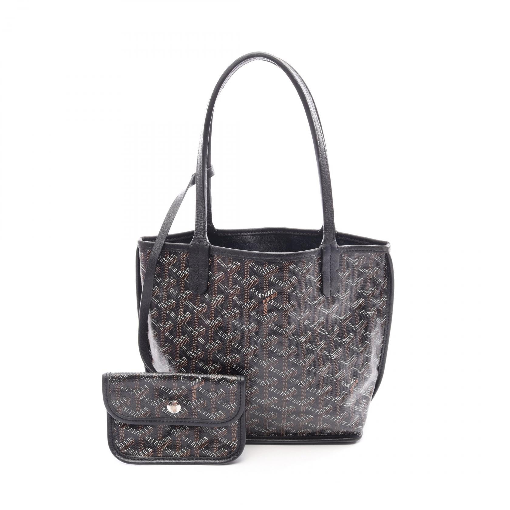 ゴヤール GOYARD アンジュ ミニポーチ リバーシブル トートバッグ バッグ PVCコーティングキャンバス レザー レディース ブラック系 / ブラウン系 / ホワイト系 【中古】