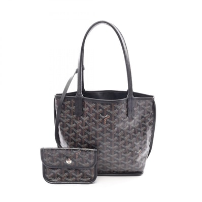 ゴヤール GOYARD アンジュ ミニポーチ リバーシブル トートバッグ バッグ PVCコーティングキャンバス レザー レディース ブラック系 / ブラウン系 / ホワイト系 【中古】